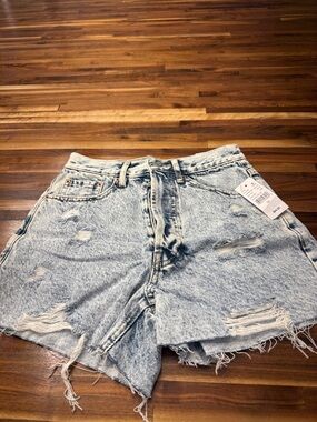 PacSun Light Acid Wash Distressed High-Rise Jean Shorts